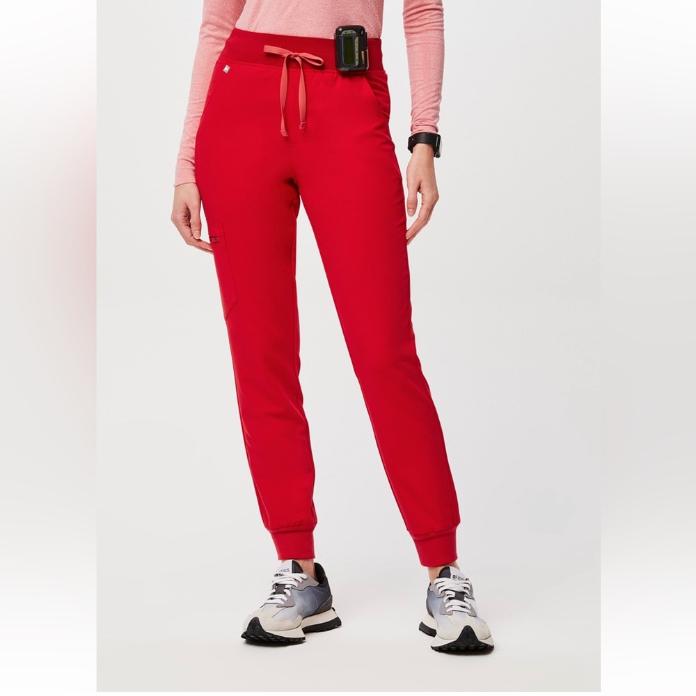Figs POP red high waisted Zamora joggers